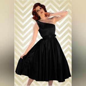 Pinup Couture Valerie Dress in black satin